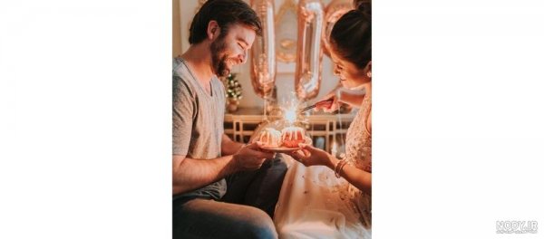 ژست عکس تولد در طبیعت دونفره