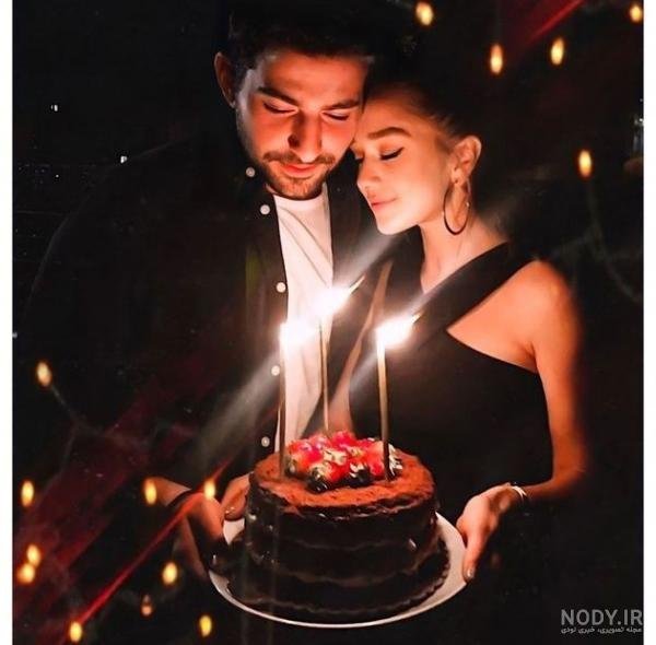 ژست عکس تولد در طبیعت دونفره