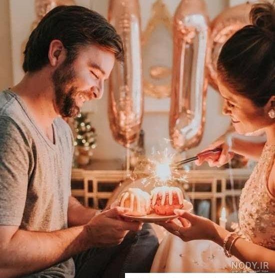 ژست عکس تولد در طبیعت دونفره