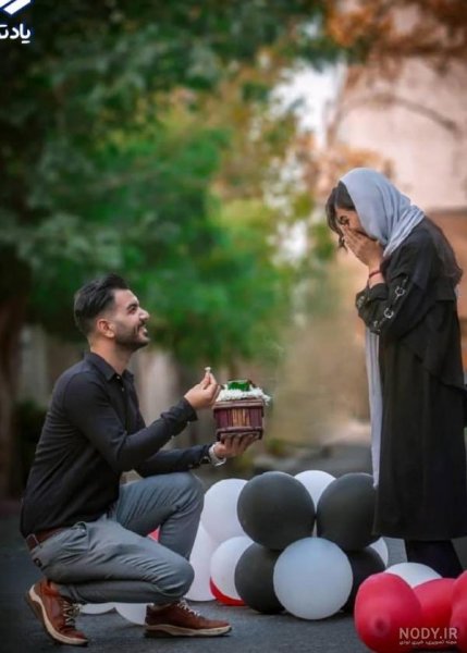 ژست عکس تولد در طبیعت دونفره