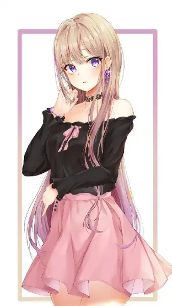 عکس انیمه کیوت صورتی