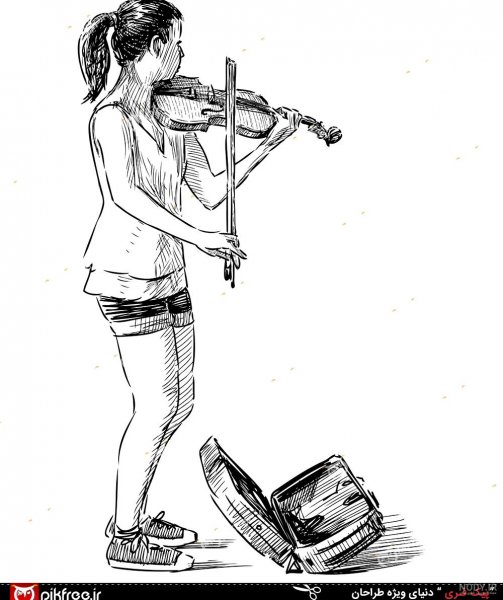 ژست عکس با ویولن دختر