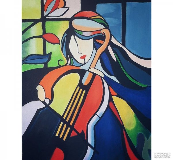  ژست عکس با ویولن دختر