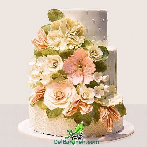  عکس کیک عروسی سه طبقه شیک و لاکچری