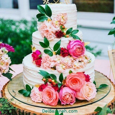  عکس کیک عروسی سه طبقه شیک و لاکچری