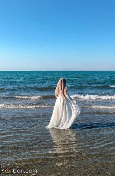 عکس دختر کنار دریا طبیعی