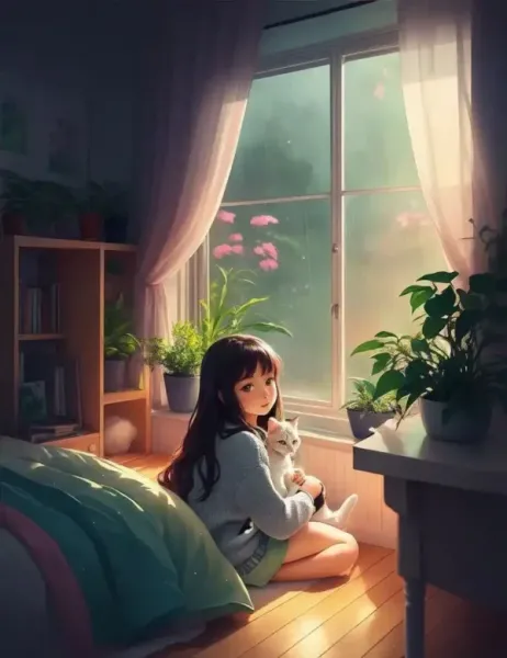  بک گراند دختر انیمه ای کیوت