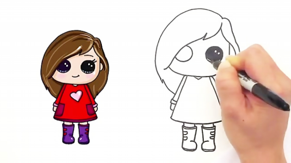  عکس از نقاشی کیوت آسان دخترانه