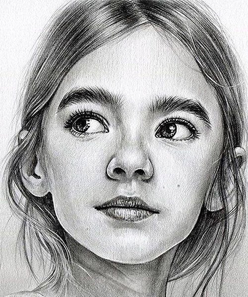  عکس نقاشی دختر فانتزی سیاه قلم