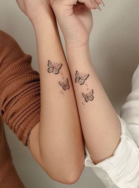  عکس تتو طرح پروانه های در حال پرواز