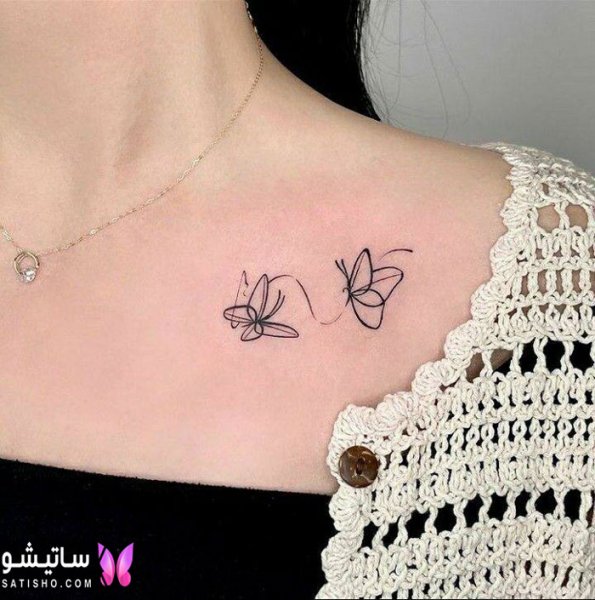 تاتو پروانه روی ترقوه