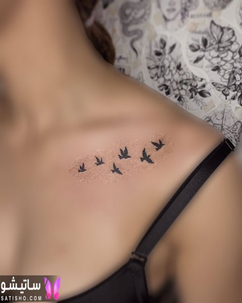  تاتو پروانه روی ترقوه