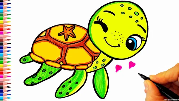  عکس لاک پشت نقاشی آسان