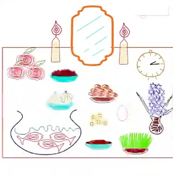  عکس سفره هفت سین کودکانه نقاشی