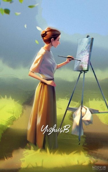  عکس دختر در حال نقاشی کشیدن