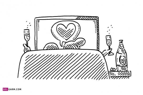 نقاشی عاشقانه دختر و پسر برای استوری