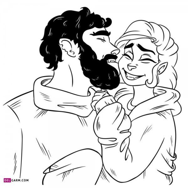  نقاشی عاشقانه دختر و پسر برای استوری