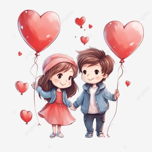 نقاشی ولنتاین دختر و پسر بغل هم