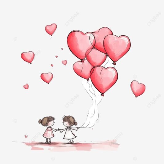  نقاشی ولنتاین دختر و پسر بغل هم