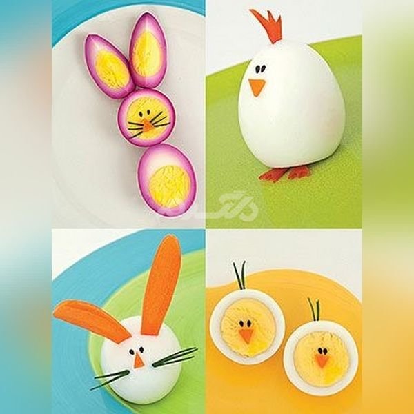 تزیین تخمه مرغ آب پز ساده برای مدرسه