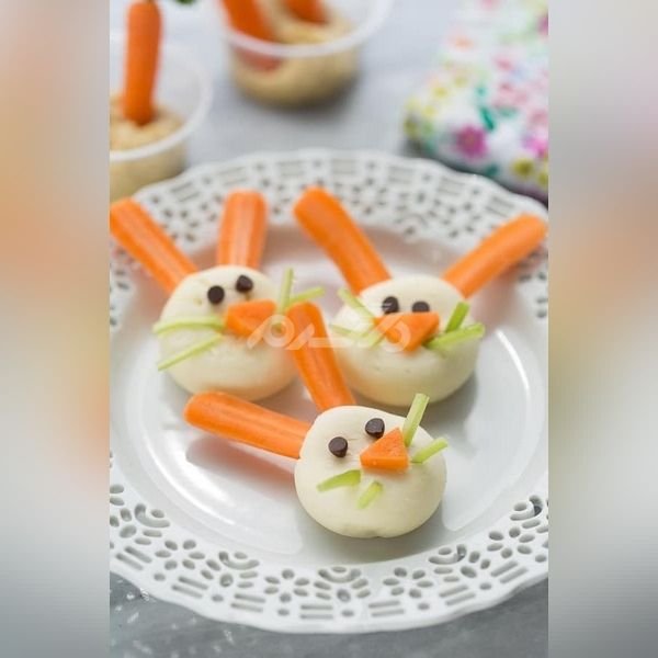 تزیین تخمه مرغ آب پز ساده برای مدرسه