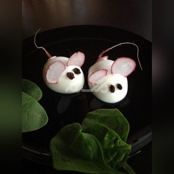 تزیین تخمه مرغ آب پز ساده برای مدرسه