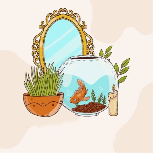  عکس نقاشی سفره هفت سین کودکانه ساده