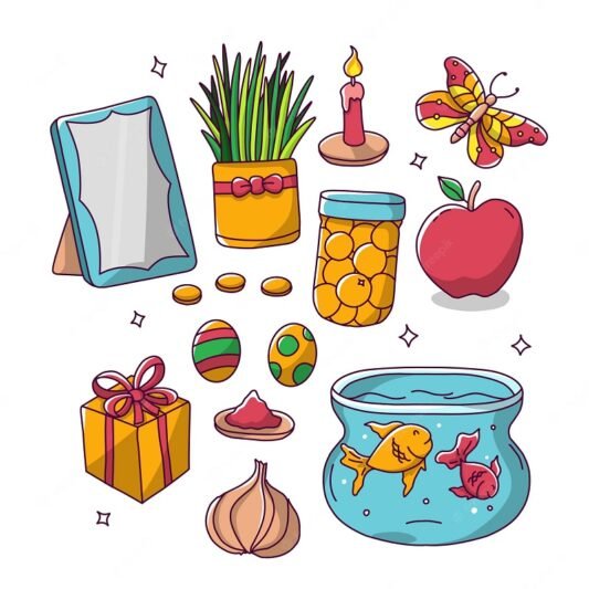  عکس نقاشی سفره هفت سین کودکانه ساده