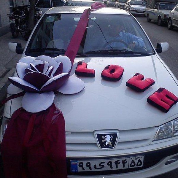  عکس تزیین ماشین عروس بدون گل