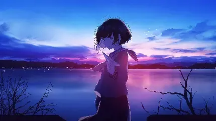  عکس زمینه انیمه ای دختر غمگین