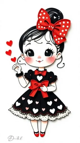  نقاشی کیوت فانتزی ساده دخترانه