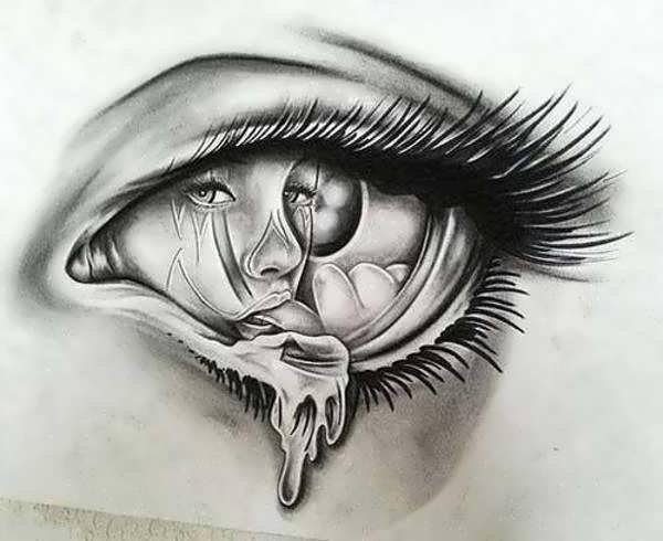  عکس نقاشی چشم اشکی دختر برای پروفایل