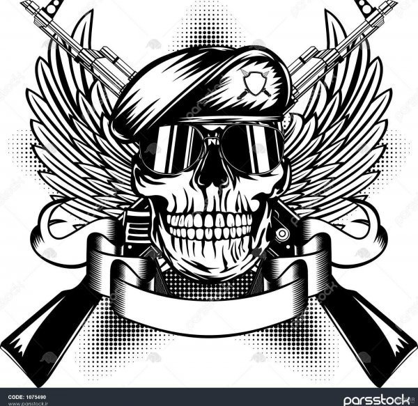 عکس اسکلت با تفنگ