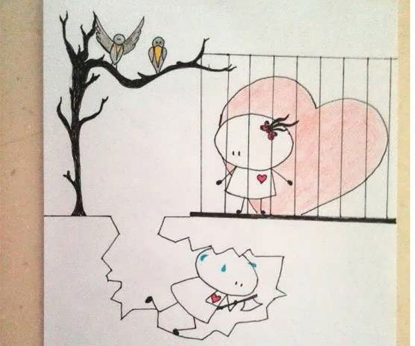  عکس نقاشی عاشقانه ساده با مداد