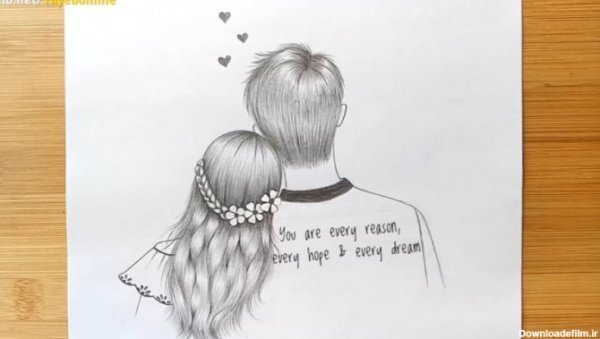  نقاشی عاشقانه دو نفره با مداد