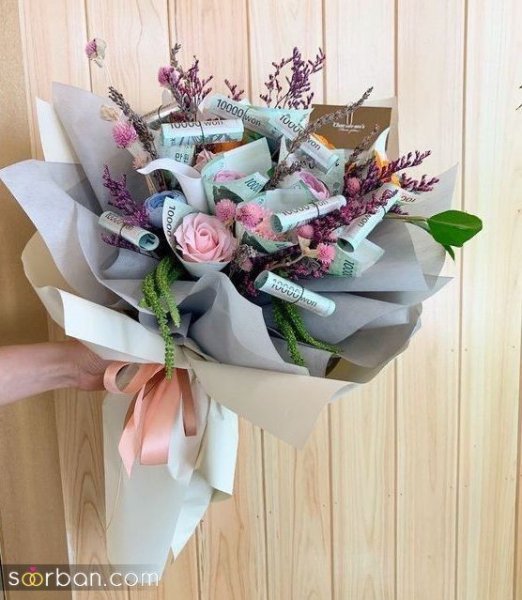  ایده عکس تزیین دسته گل با پول