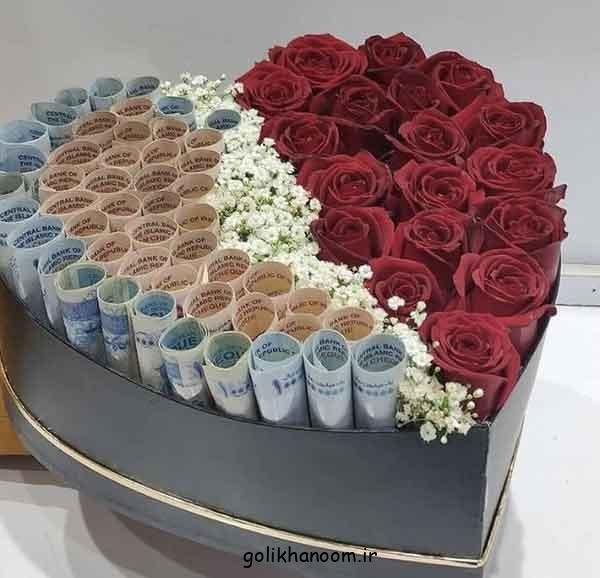  تزیین گل با پول برای تولد