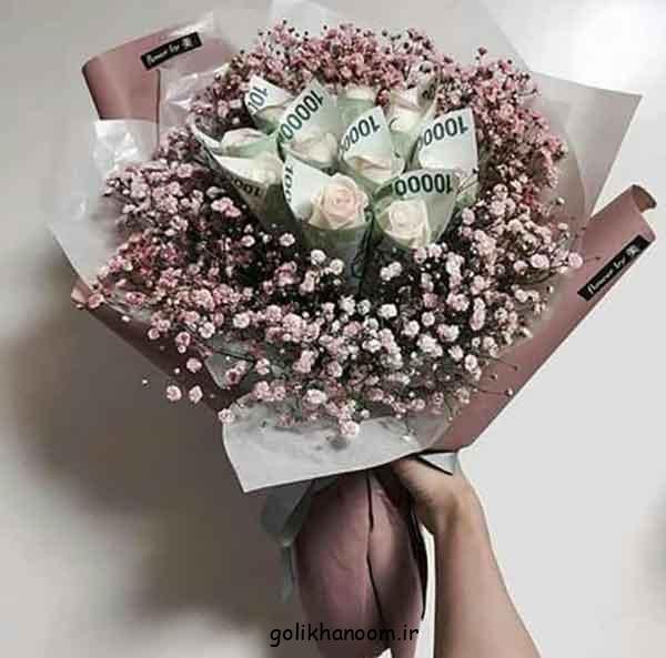  تزیین گل با پول برای تولد
