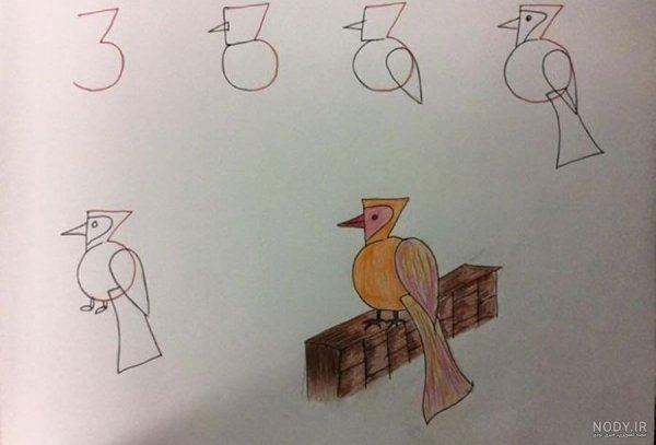  نقاشی دارکوب آسان