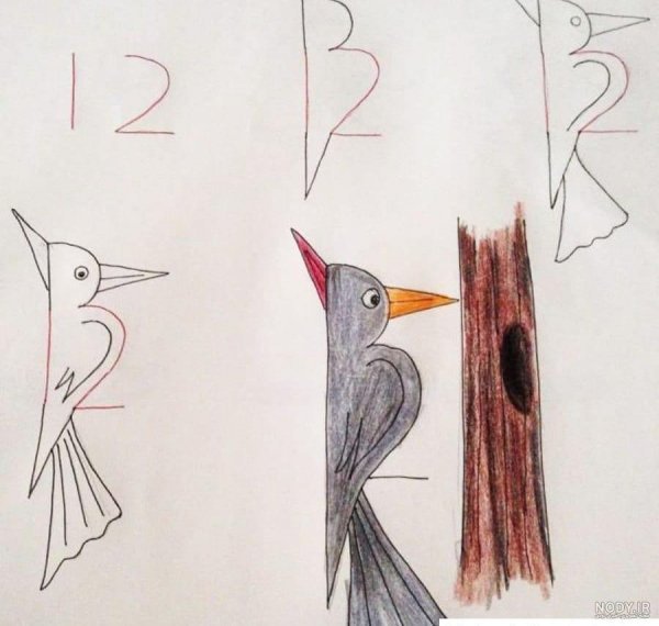  عکس نقاشی دارکوب کودکانه