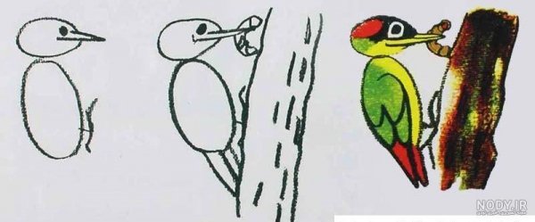  عکس نقاشی دارکوب کودکانه