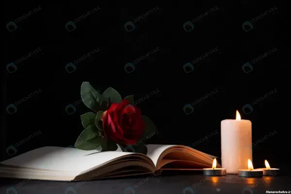 عکس گل رز مشکی با شمع