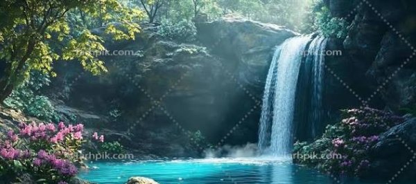  عکس آبشار طبیعی در جنگل سبز برای تصویر زمینه