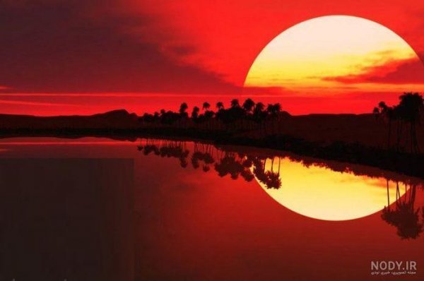 پس زمینه غروب زیبای آفتاب کنار ساحل با کیفیت اچ دی
