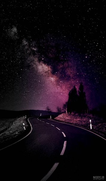  عکس جاده در شب رمانتیک با کیفیت عالی برای کامپیوتر
