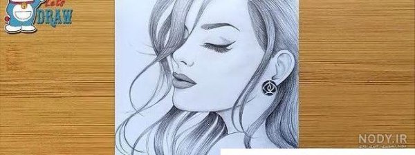 دانلود عکس نقاشی نیم رخ دختر
