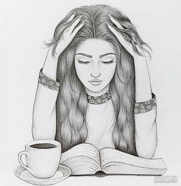  دانلود عکس نقاشی نیم رخ دختر