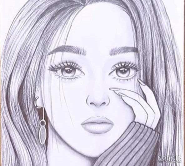  دانلود عکس نقاشی نیم رخ دختر