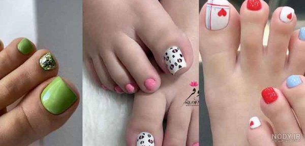  طراحی ناخن پا ساده و شیک دخترانه