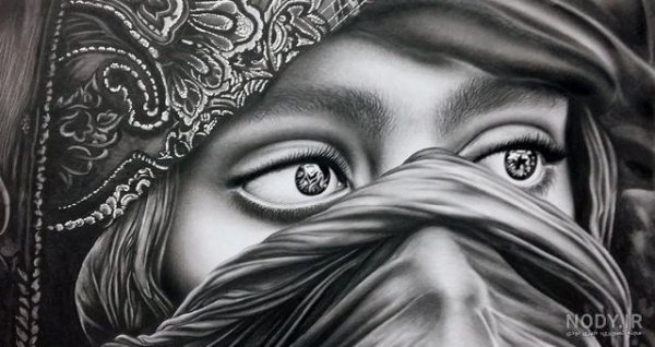  عکس نقاشی چهره به سبک سیاه قلم